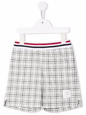 Thom Browne Kids check-pattern knit shorts - White