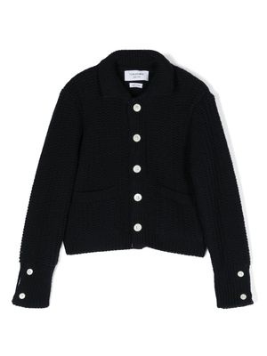 Thom Browne Kids chunky-knit button-up cardigan - Blue