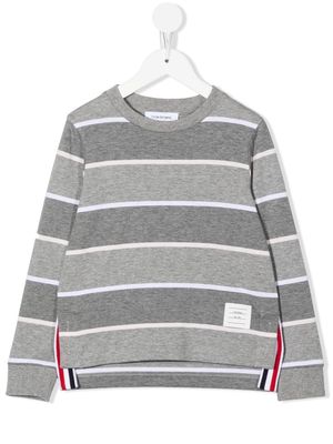 Thom Browne Kids crew neck striped sweatshirt - Grey