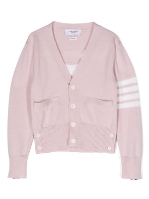 Thom Browne Kids dog-motif wool-blend cardigan - Pink