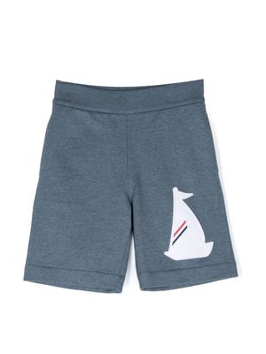Thom Browne Kids embroidered print shorts - Blue