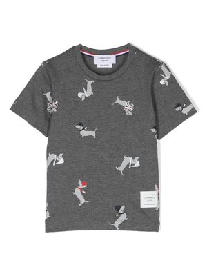 Thom Browne Kids graphic-print cotton T-shirt - Grey