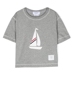 Thom Browne Kids graphic-print T-shirt - Grey