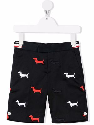 Thom Browne Kids Hector embroidery tailored shorts - Blue