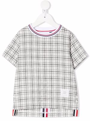 Thom Browne Kids jersey short-sleeve tweed T-shirt - Grey
