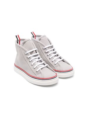 Thom Browne Kids lace-up fastening high-top sneakers - Grey