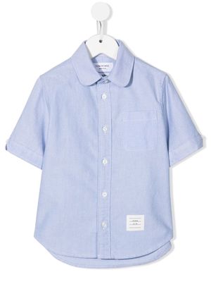 Thom Browne Kids logo-patch short-sleeve shirt - Blue