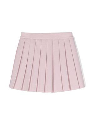 Thom Browne Kids logo-patch virgin wool pleated skirt - Pink