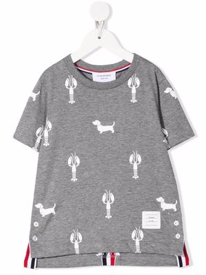 Thom Browne Kids logo-print cotton T-shirt - Grey