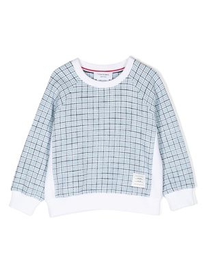 Thom Browne Kids plaid-pattern tweed sweatshirt - Blue