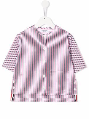 Thom Browne Kids RWB stripe short-sleeve cotton shirt - Red