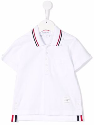 Thom Browne Kids short sleeve cotton polo shirt - White