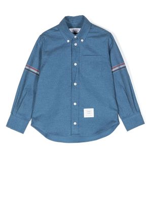 Thom Browne Kids stripe-detail cotton shirt - Blue