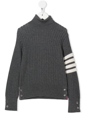 Thom Browne Kids stripe-detail roll neck sweater - Grey