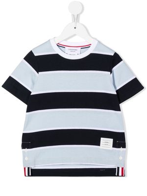 Thom Browne Kids striped short-sleeved T-shirt - Blue