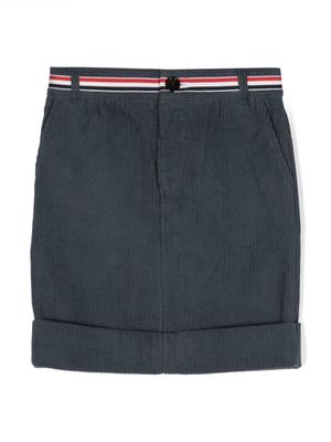 Thom Browne Kids striped-waistband corduroy cotton shorts - Blue