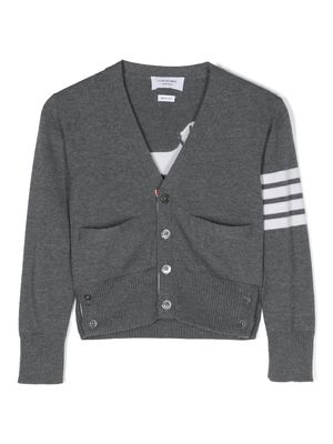 Thom Browne Kids V-neck intarsia-knit cardigan - Grey