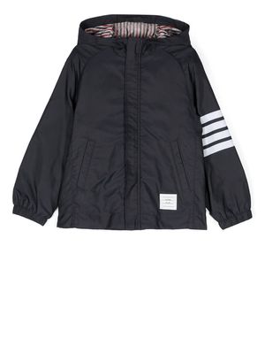 Thom Browne Kids zip-up hooded jacket - Blue