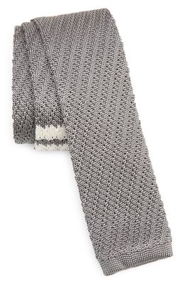 Thom Browne Knit Silk Tie in Light Grey