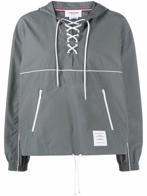 Thom Browne lace-up hooded jacket - Grey