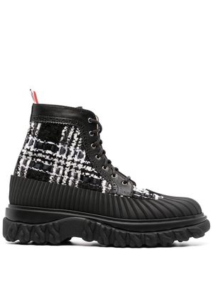 Thom Browne lace-up tweed ankle boots - Black