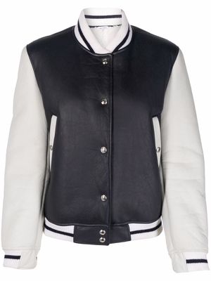 Thom Browne leather varsity jacket - Blue