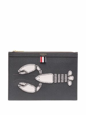 Thom Browne lobster-appliqué clutch bag - Grey