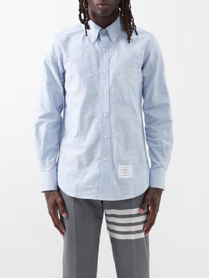 Thom Browne - Lobster-embroidered Cotton-poplin Shirt - Mens - Light Blue