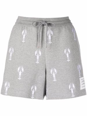 Thom Browne lobster-embroidered shorts - Grey