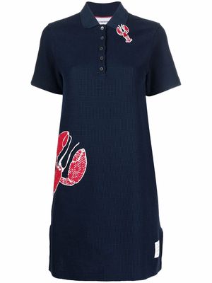 Thom Browne lobster-embroidery polo dress - Blue