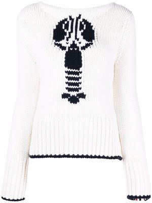 Thom Browne Lobster Icon intarsia jumper - White