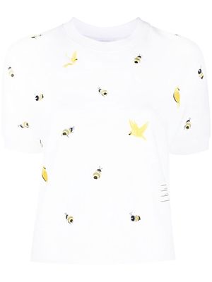 Thom Browne logo-embroidered T-shirt - White