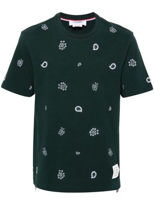 Thom Browne logo-embroidery cotton T-shirt - Green