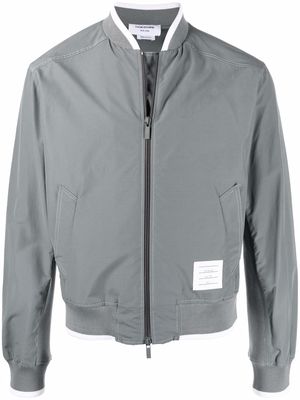 Thom Browne logo-patch bomber jacket - Grey