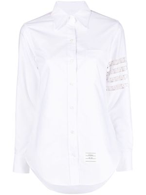 Thom Browne logo patch buttoned shirt - White