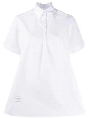 Thom Browne logo-patch flared shirt - 100 WHITE