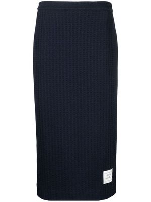 Thom Browne logo-patch jacquard skirt - Blue