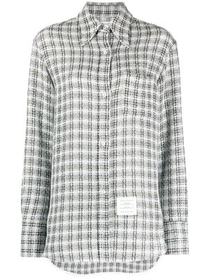 Thom Browne logo-patch long-sleeve shirt - Grey