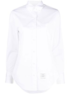 Thom Browne logo-patch long-sleeved shirt - White