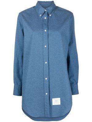 Thom Browne logo-patch shirt dress - Blue