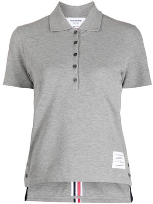 Thom Browne logo-patch short-sleeve polo shirt - Grey