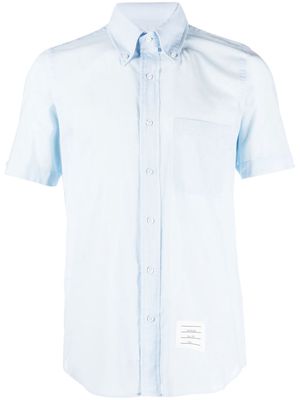 Thom Browne logo-patch short-sleeve shirt - Blue