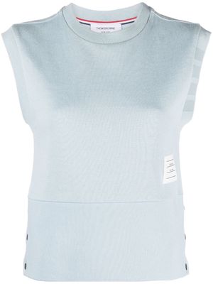 Thom Browne logo-patch sleeveless cotton top - Blue