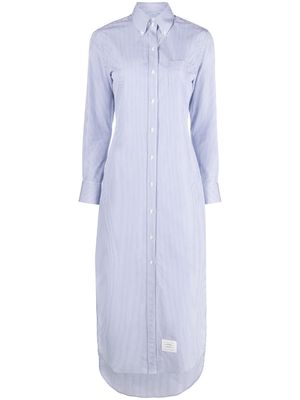 Thom Browne logo-patch striped maxi shirtdress - White