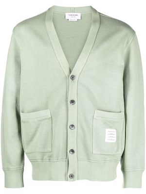 Thom Browne logo-patch V-neck cardigan - Green