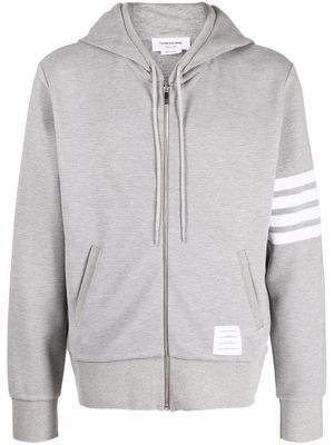 Thom Browne logo-patch zip-up hoodie - Grey