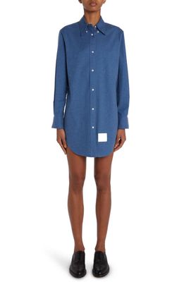 Thom Browne Long Sleeve Button-Down Shirtdress in Deep Blue