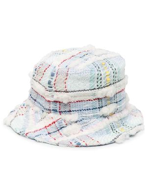 Thom Browne Madras pouf tweed bucket hat - Blue