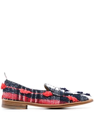 Thom Browne Madras pouf tweed penny loafers - Blue