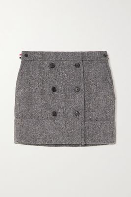 Thom Browne - Merino Wool And Mohair-blend Mini Wrap Skirt - Gray